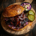 BBQ Beef Sandwich: The Ultimate Guide to Juicy, Smoky, and Irresistible Flavor 8 BBQ beef sandwich with slaw and pickles