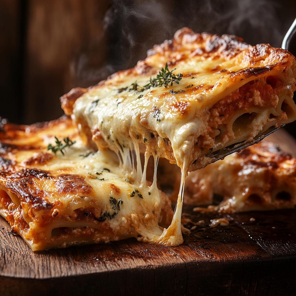 Cheese lasagna recipe with golden crust