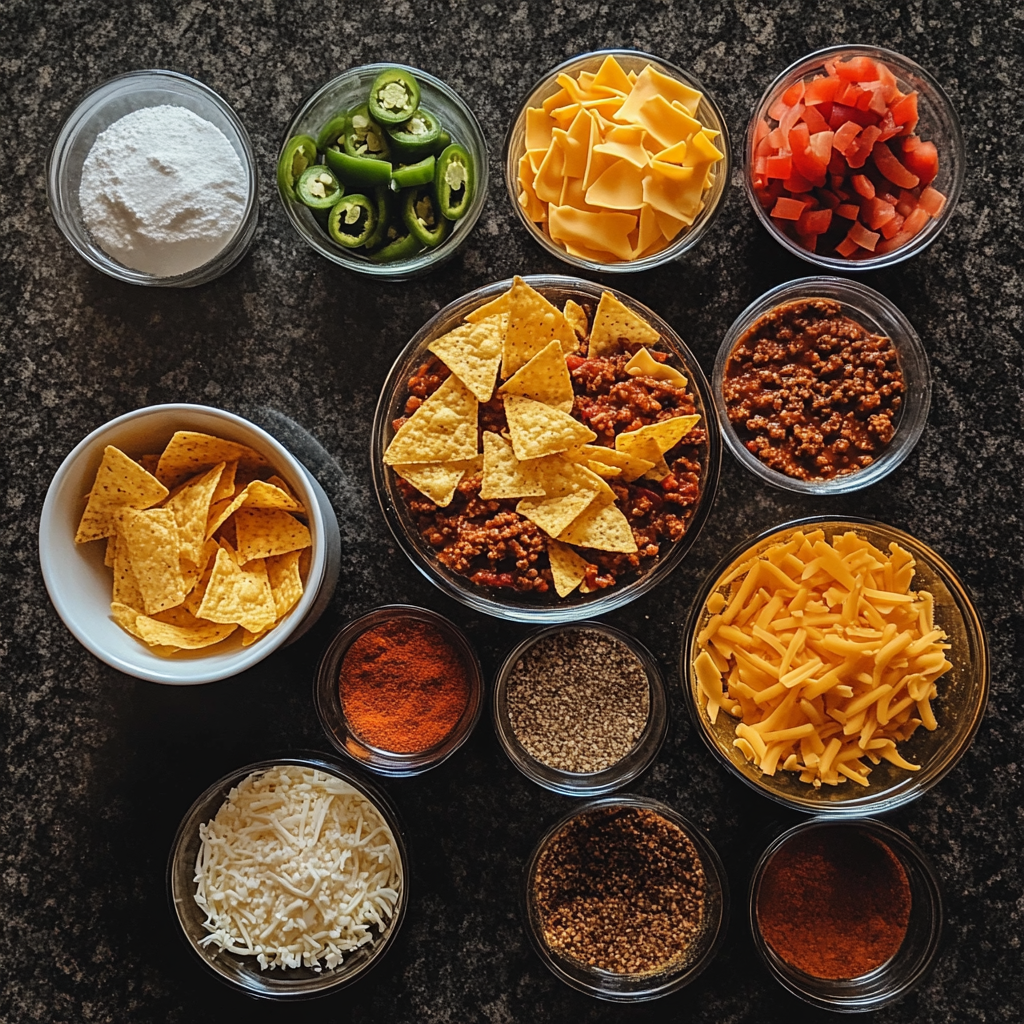The Ultimate Chili Frito Pie Casserole Guide: A Bold and Easy Comfort Food Classic 5 Ingredients for chili frito pie casserole laid out on a counter