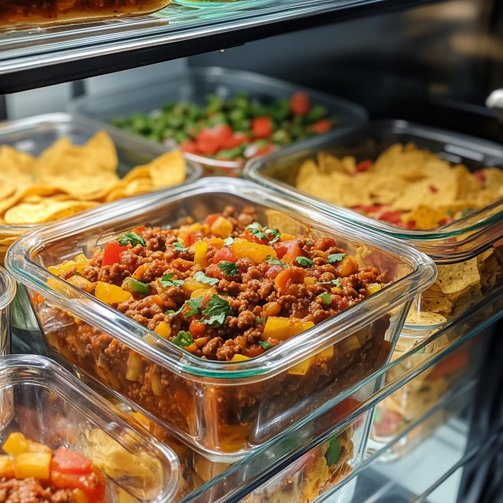The Ultimate Chili Frito Pie Casserole Guide: A Bold and Easy Comfort Food Classic 7 Leftover chili frito pie casserole stored in containers