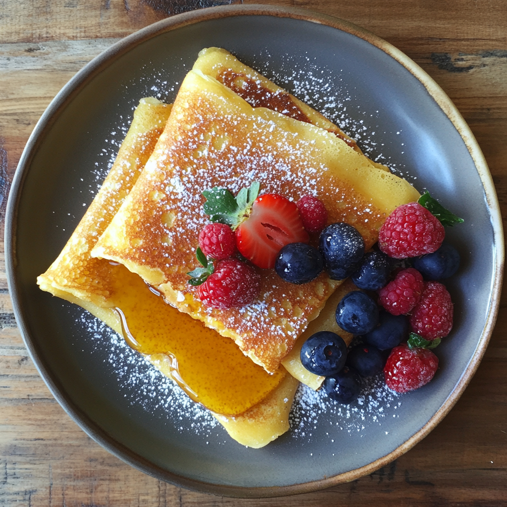 French Crepes with berries and honey