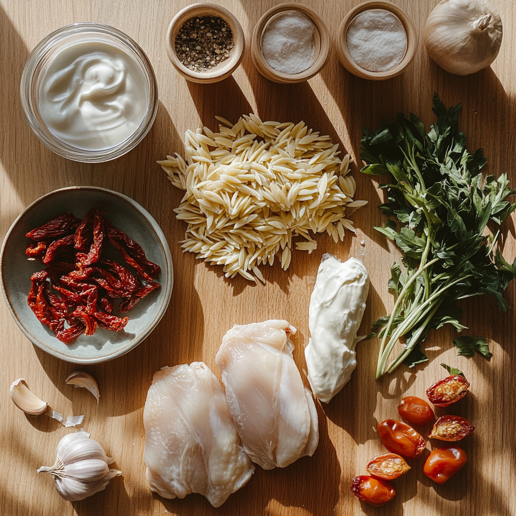 One-Pan Marry Me Chicken Orzo Recipe – Creamy, Easy, and Irresistibly Delicious 5 One-Pan Marry Me Chicken Orzo Recipe served creamy in skillet with golden chicken