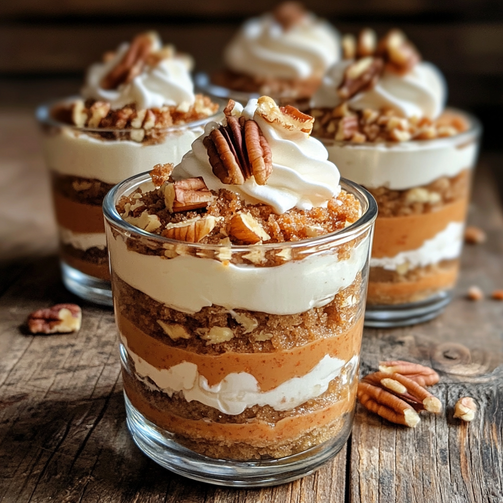 No Bake Carrot Cake Cheesecake Cups in glass jars