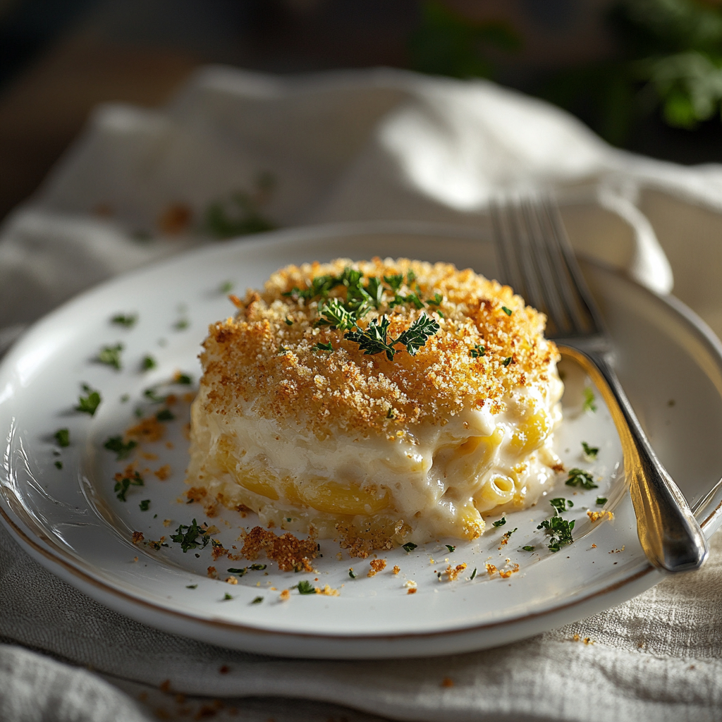 serving of easy mac and cheese recipe baked