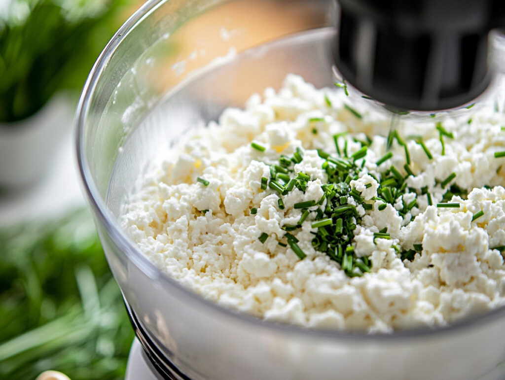 Blending cottage cheese dip recipe in food processor