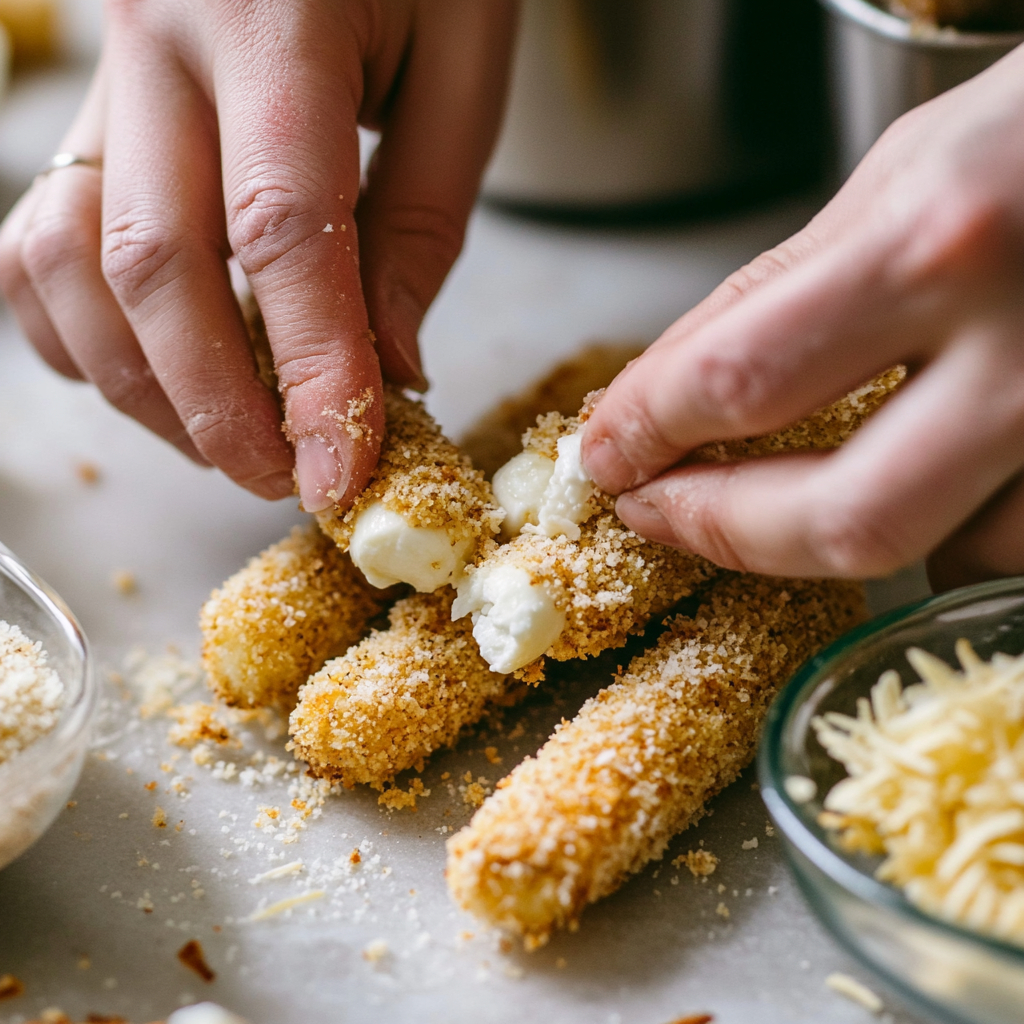 double coating mozzarella sticks recipe process