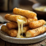 homemade mozzarella cheese sticks recipe with golden crust