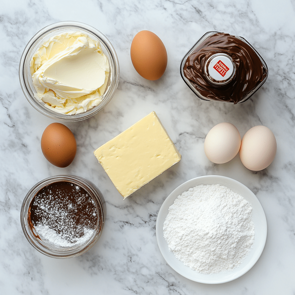 Ingredients for nutella gooey butter cake