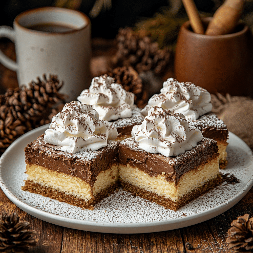 Served slice of nutella gooey butter cake