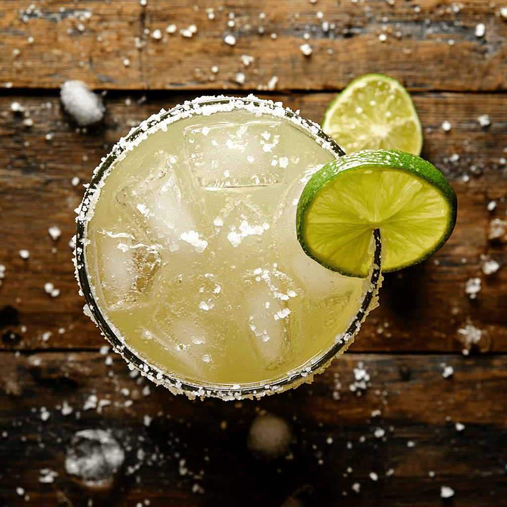 easy margarita recipe in glass with lime