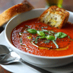 served pappa al pomodoro tomato soup with basil