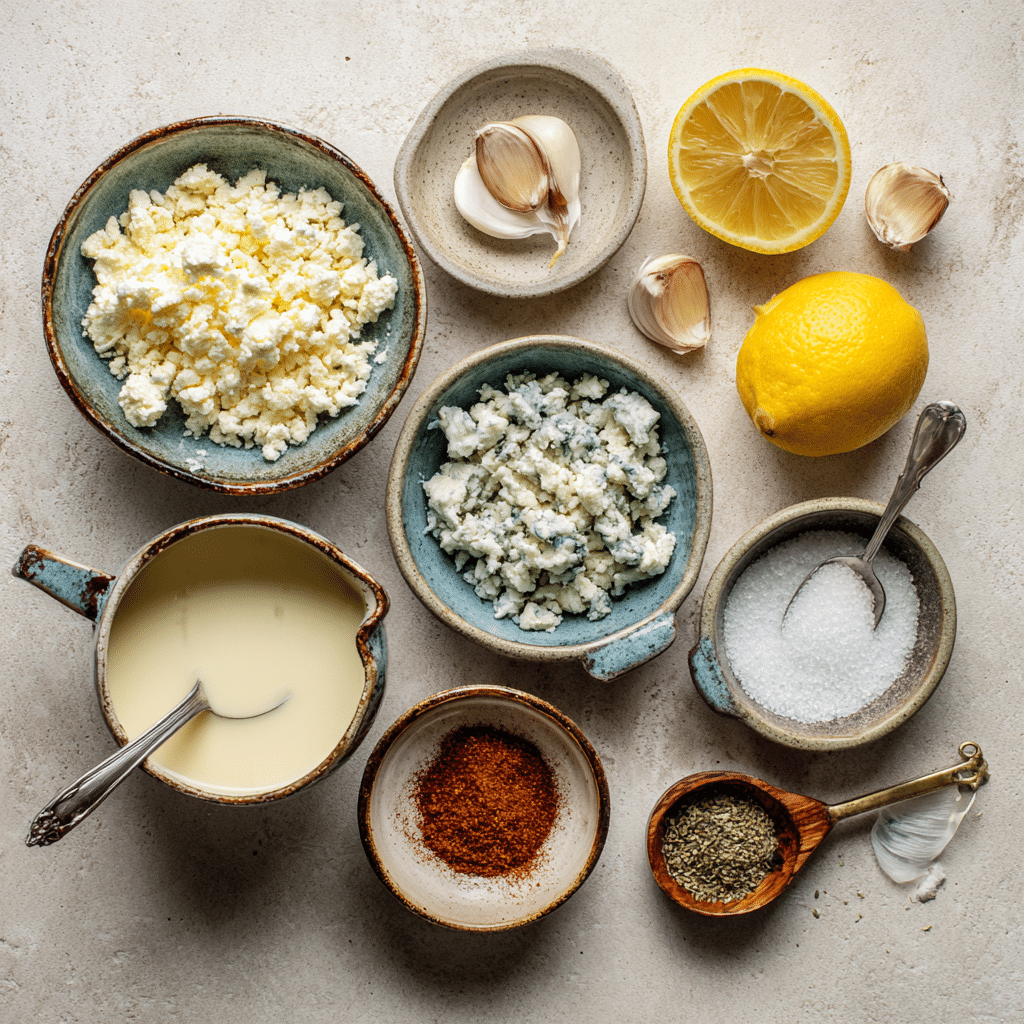 Ingredients for bleu cheese sauce recipe