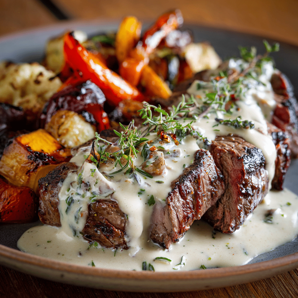 Bleu cheese sauce served on steak