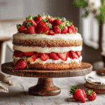 strawberries and cream cheesecake cake