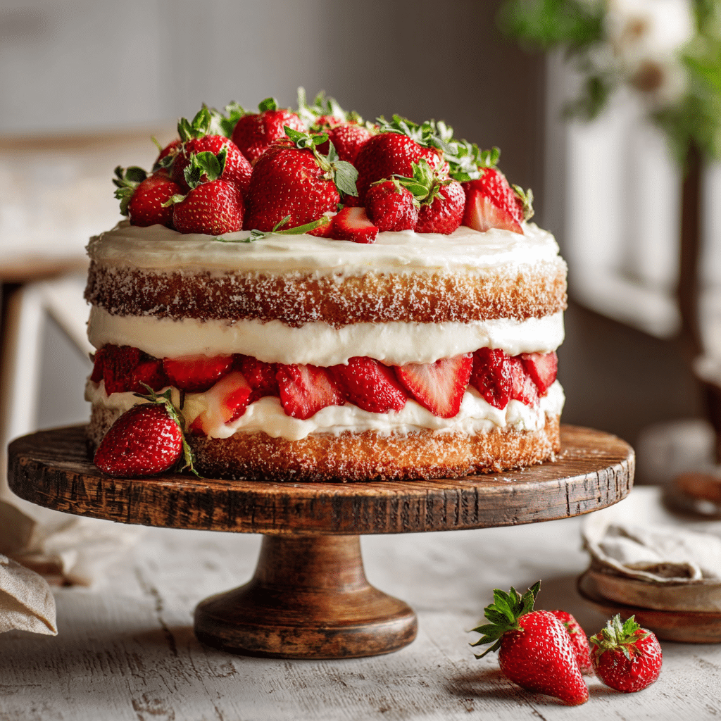 strawberries and cream cheesecake cake