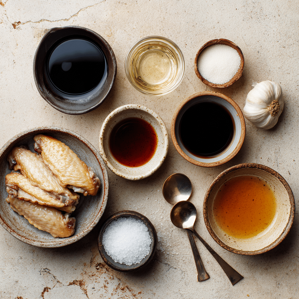 Ingredients for tebasaki wings Japanese chicken recipe