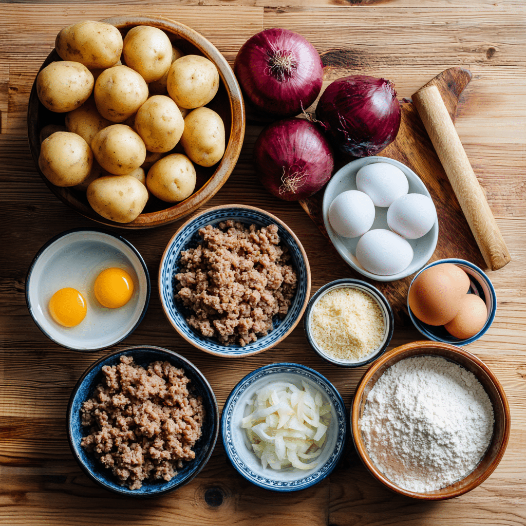 korokke potato croquettes ingredients on a counter