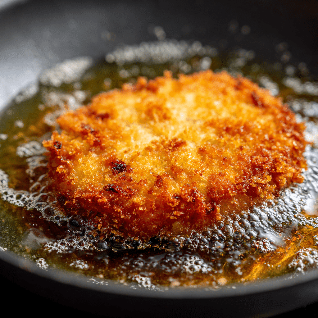 Wagyu Katsu Sandwich – The Ultimate Crispy & Juicy Japanese Treat 11 Wagyu katsu frying in oil