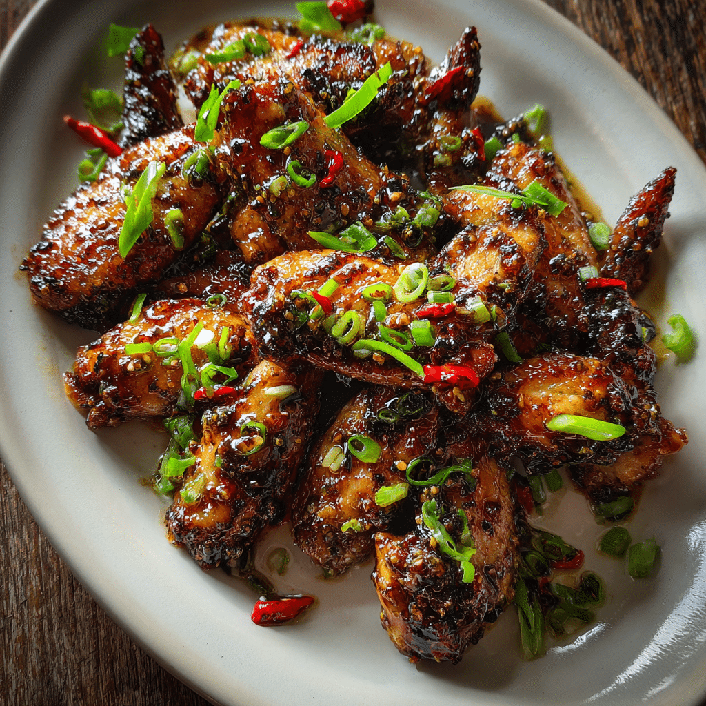 Final plated tebasaki wings Japanese chicken recipe
